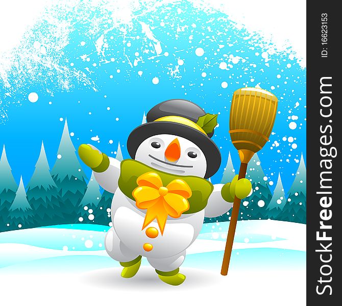 Snowman and decorative background vector. Snowman and decorative background vector