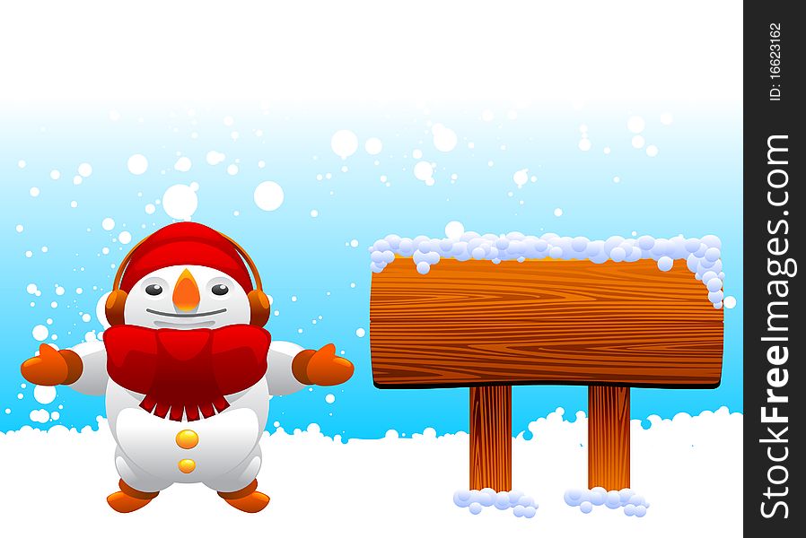 Snowman and decorative background vector. Snowman and decorative background vector