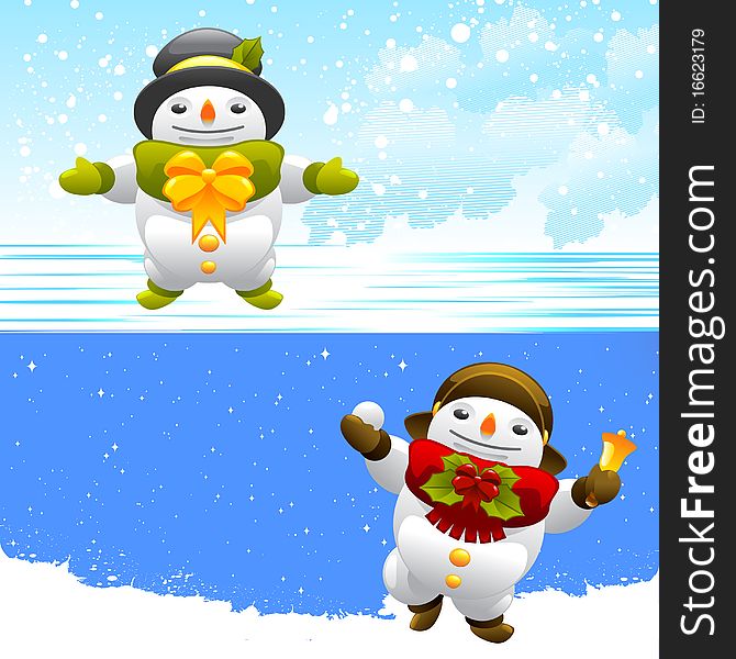 Set of snowman characters illustration vector