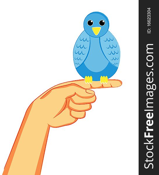 Bird on the finger illustration vector