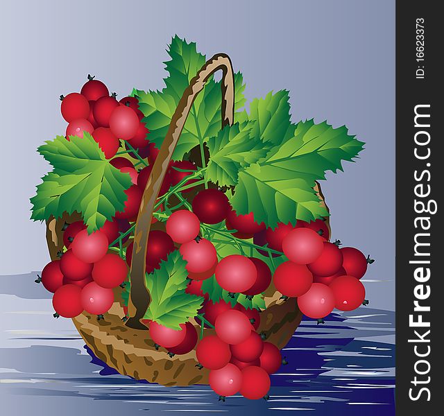 Illustration - a vector. Can use any size at own discretion. The basket of berries is useful for an illustration of the menu, ecology, a children's fairy tale...