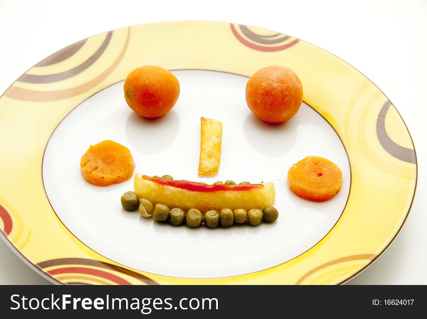 Face From Peas With Carrots