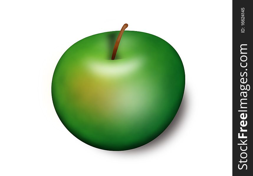 Green apple over the white background, illustration