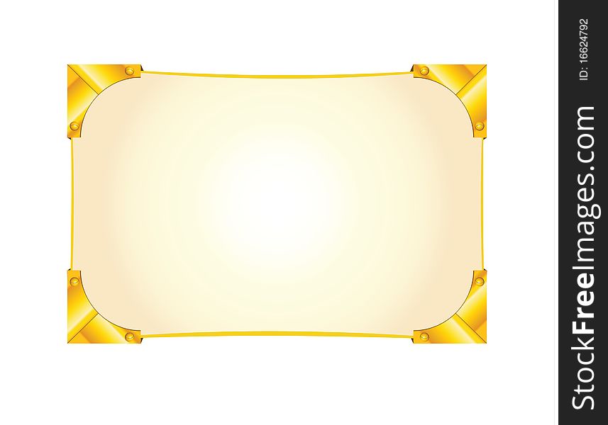 Vintage frame with golden corners isolated over white