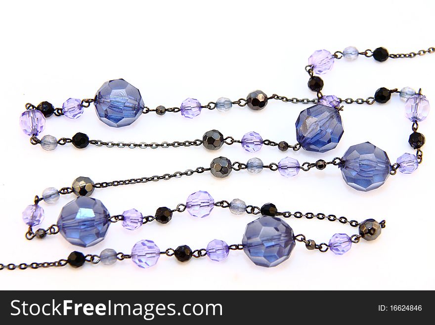 Beautiful costume jewellery a chain with blue beads of the different size