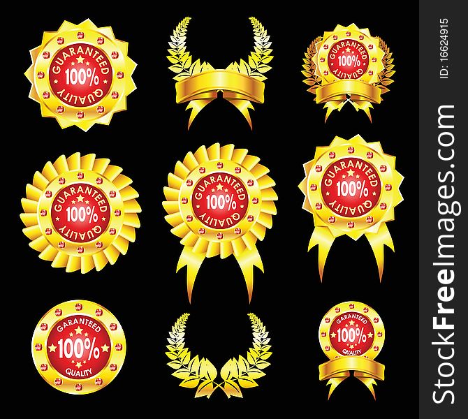 Set of golden badges