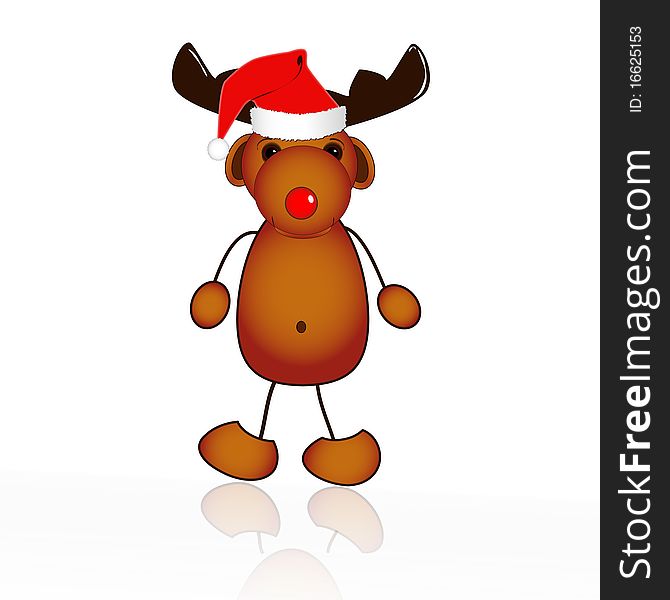 Rudolph the red-nosed reindeer with shiny nose