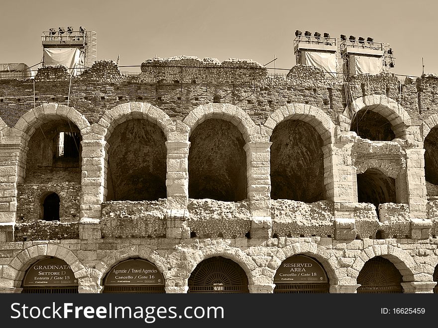 Arena of Verona, the ancient Roman coliseum in Verona, Italy.