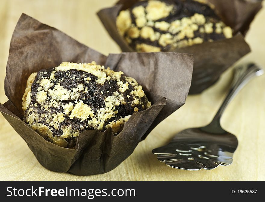 Freshly baked gourmet chocolate muffins