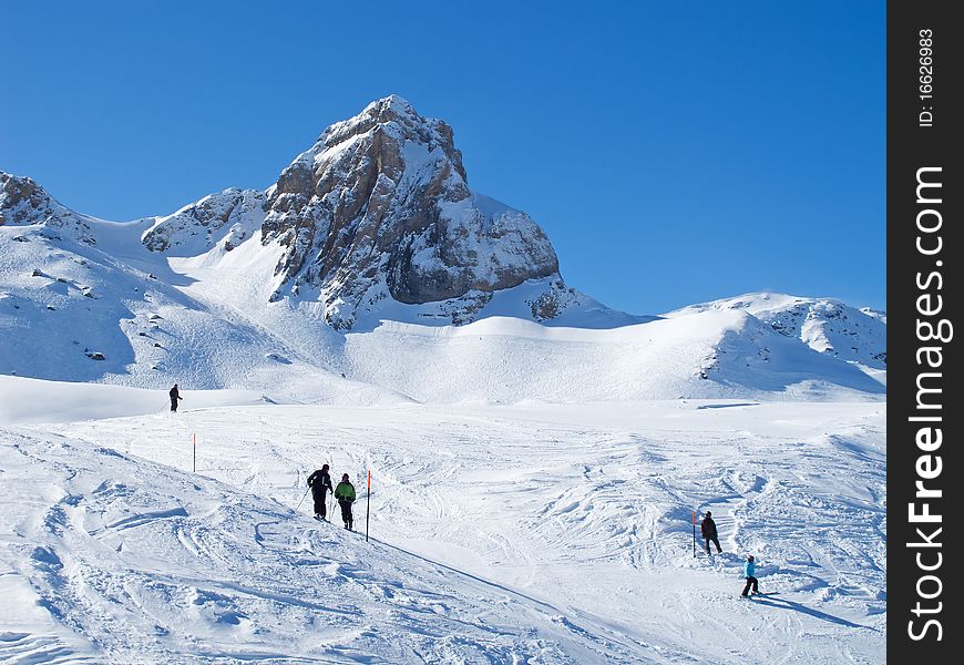 Slope on the skiing resort Flumserberg. Switzerland. Slope on the skiing resort Flumserberg. Switzerland