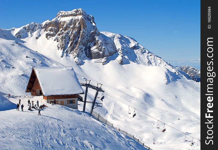 Slope on the skiing resort Flumserberg. Switzerland. Slope on the skiing resort Flumserberg. Switzerland