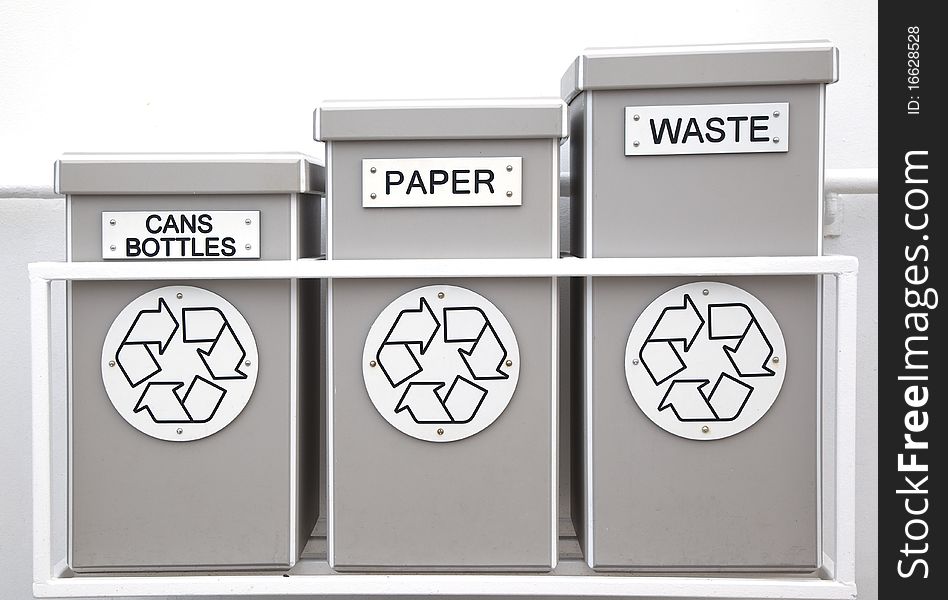 A station for recycling cans and bottles, paper, and waste. Reduce, Reuse, Recycle. A station for recycling cans and bottles, paper, and waste. Reduce, Reuse, Recycle.