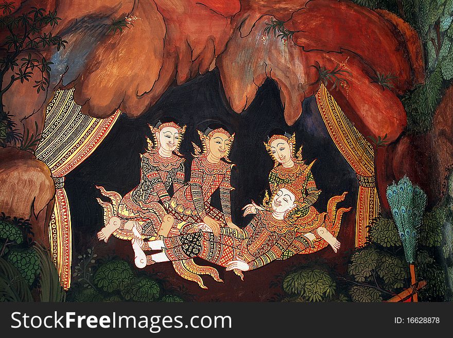 Mural Buddhist temple Thailand
Thai Art and Asian art.