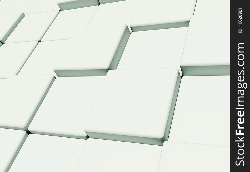 Wall of white rounded cubes where each element is shifted relative to each other. Abstract background/. Wall of white rounded cubes where each element is shifted relative to each other. Abstract background/