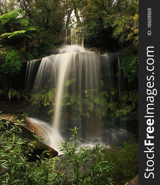 The cascades upper waterfall spilling over with storm water