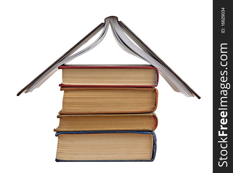 Pile of books isolated on white background