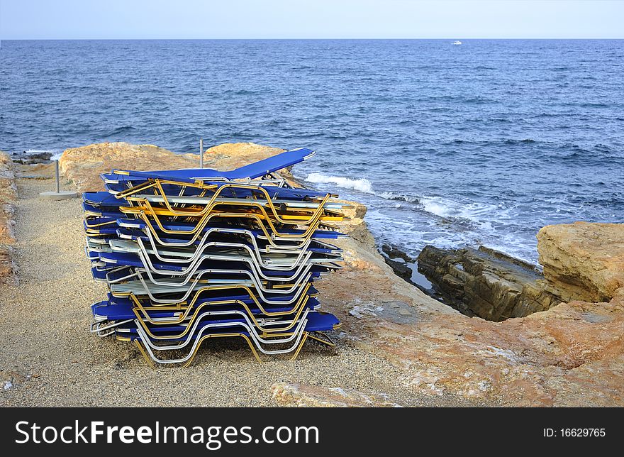 Heap of chaise lounges