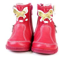 Pair Red Leather Baby Boots Stock Photography Pair Red Leather Baby Boots Stock Photography