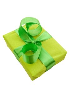 Green Gift Box With Green Satin Ribbon Stock Image Green Gift Box With Green Satin Ribbon Stock Image