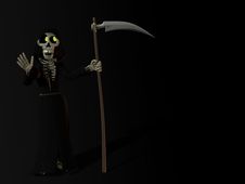 Smiling Cartoon Skeleton As The Grim Reaper. Stock Photos Smiling Cartoon Skeleton As The Grim Reaper. Stock Photos