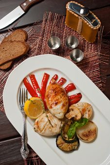 Grilled Squids With Vegetables Stock Photo Grilled Squids With Vegetables Stock Photo