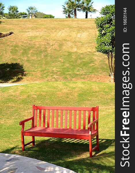 Red chair in the nature