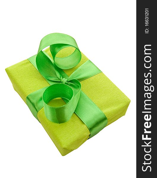 Green Gift Box with green Satin Ribbon