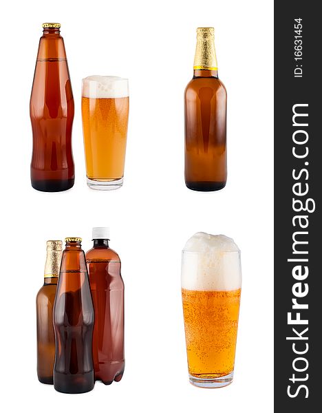 Beer in bottles, glass, set.