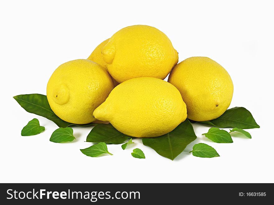 A group of five lemons isolated. A group of five lemons isolated.