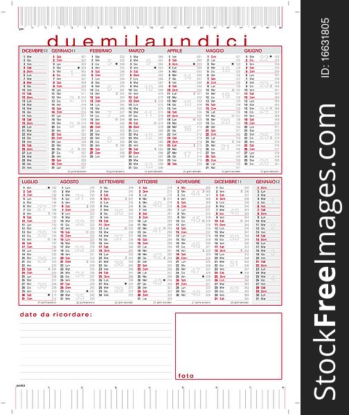 2011 technical calendar with rulers