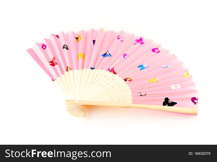 Pink fan (isolated on the white)