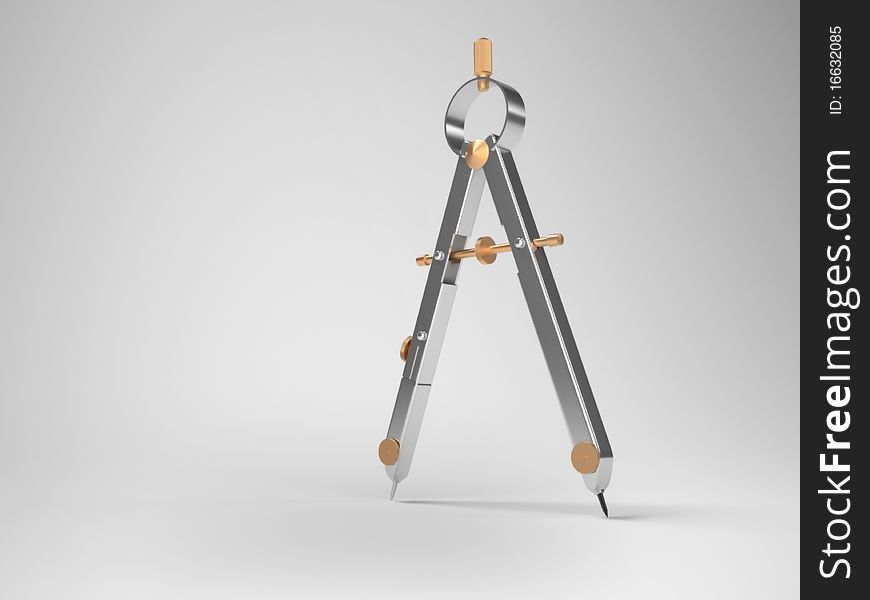 Drawing compass - this is a 3d render illustration