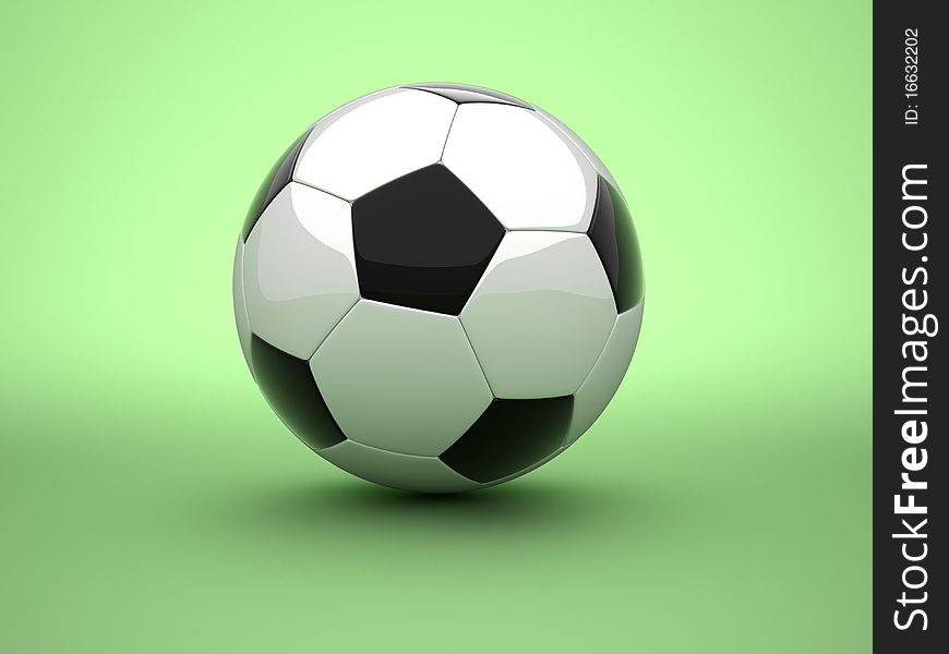 Ball on a green background - this is a 3d render illustration