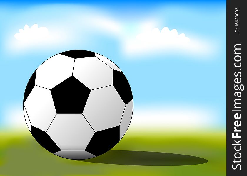 Football ball on the grass close-up. Vector