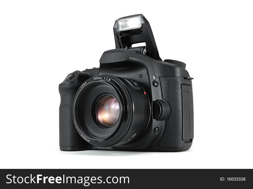 DSLR camera with the internal flash. DSLR camera with the internal flash.