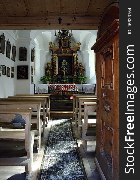 Small Chapel inside view - in Austria.