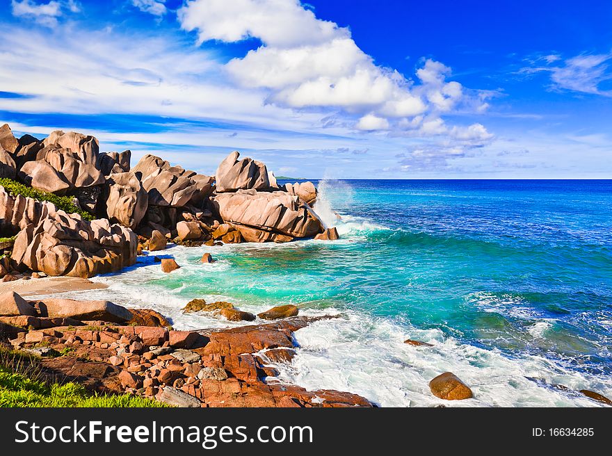 Tropical Beach At Seychelles