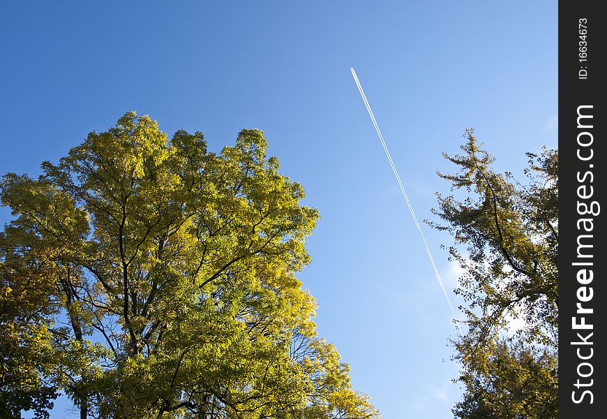 Air plain on a blue sky. Air plain on a blue sky