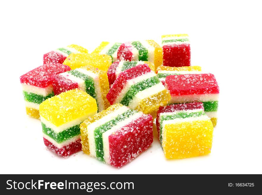 Multi-coloured fruit candy
