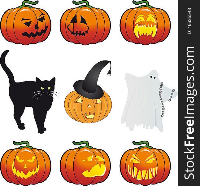 Halloween design elements isolated on white bacground. Ideal for conveying any Halloween or witch related concept.