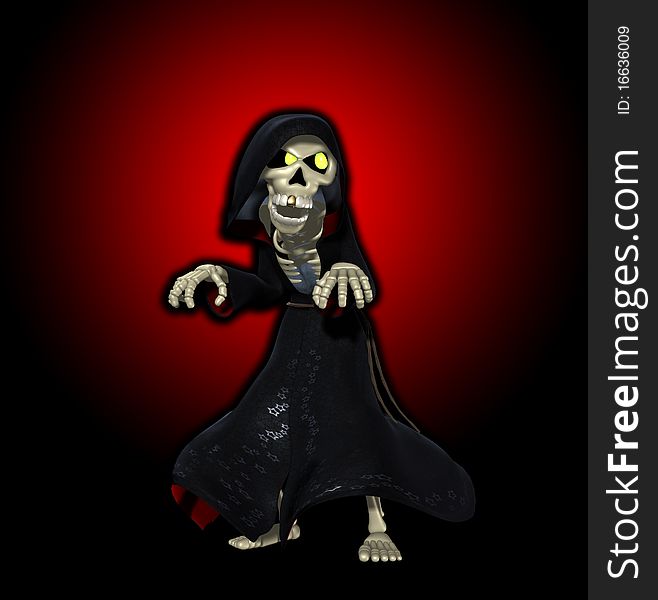 A cartoon version of the Grim reaper. A cartoon version of the Grim reaper.