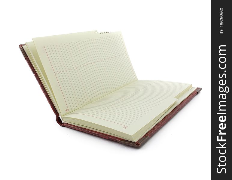 Brown isolated opened book over white background