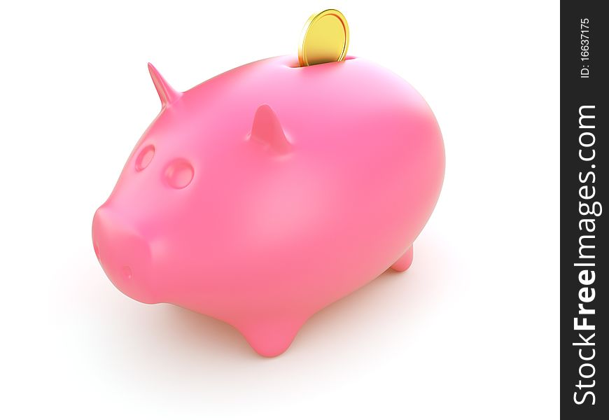 Piggy bank. 3D illustration on white background