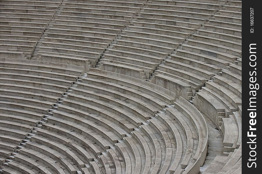 Part of stone seats in Greece theatre. Part of stone seats in Greece theatre