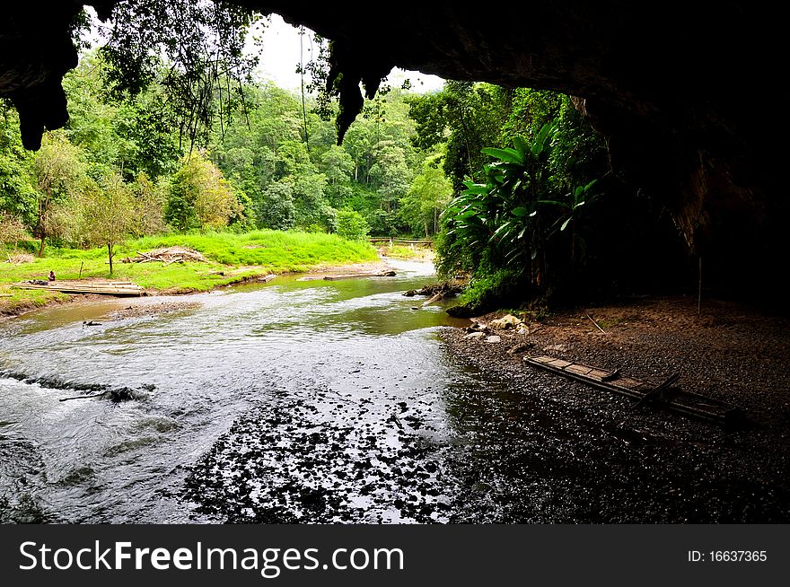 View from inside of cave in Thailand. View from inside of cave in Thailand