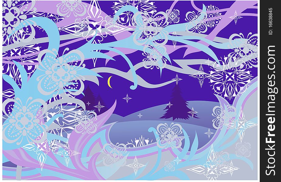 Frosty pattern. Vector illustration. Winter.