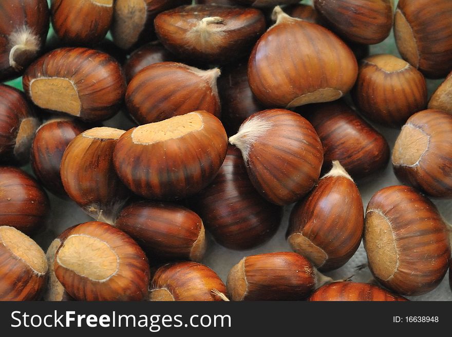 Some chestnuts, typical autumn harvest.