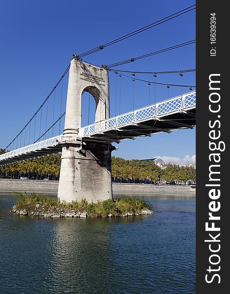 White footbridge in Lyon vity (France). White footbridge in Lyon vity (France)