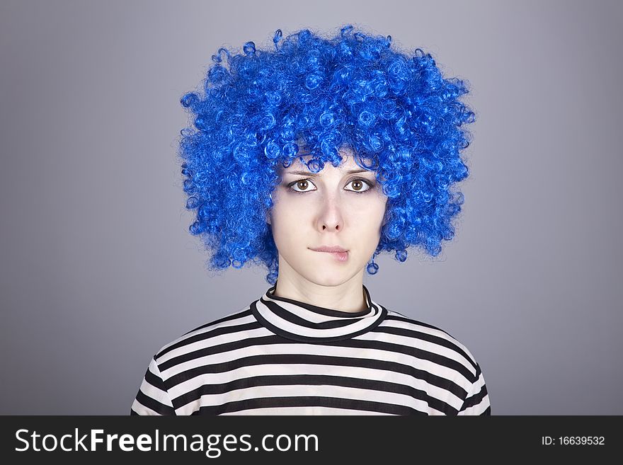 Portrait Of Blue Hair Girl.