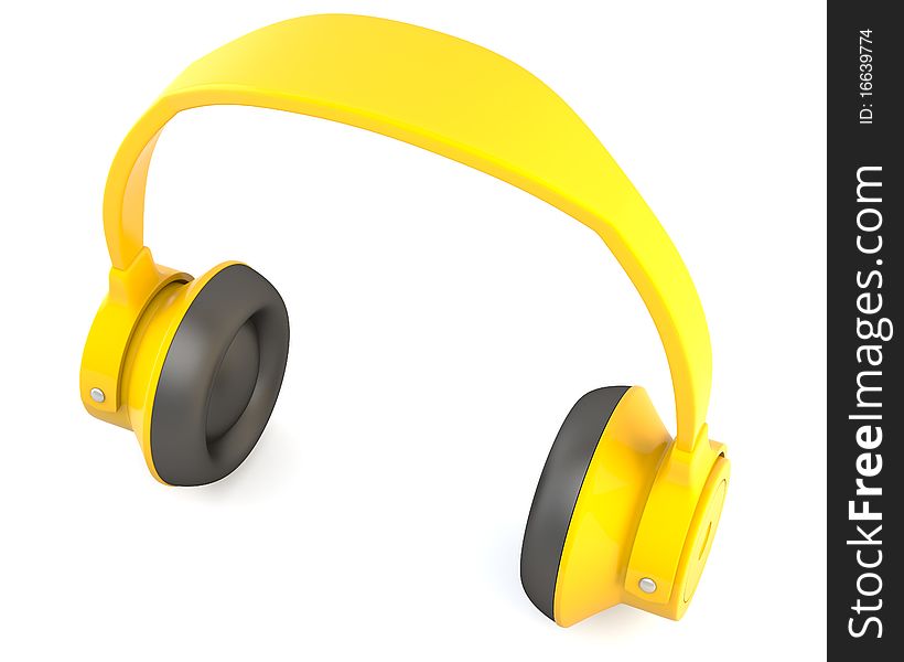 Yellow headphones isolated on white background